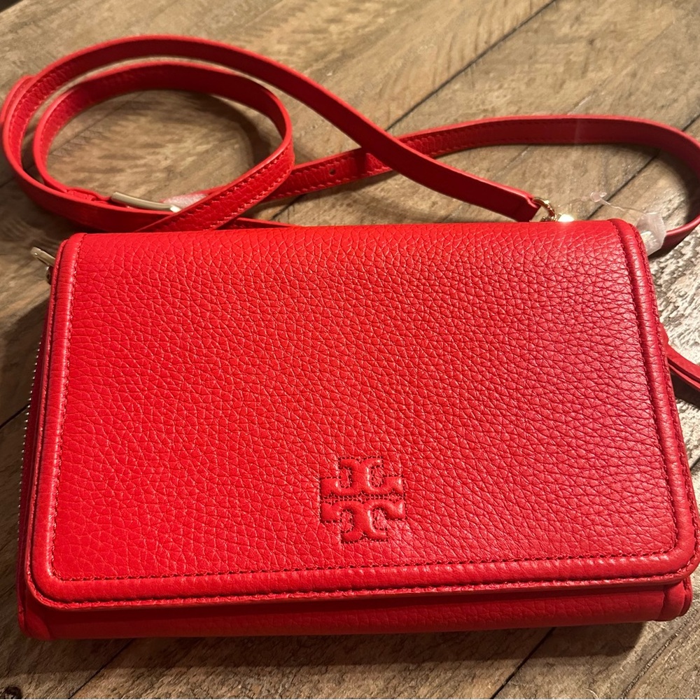 Tory Burch Red Thea Crossbody Wallet